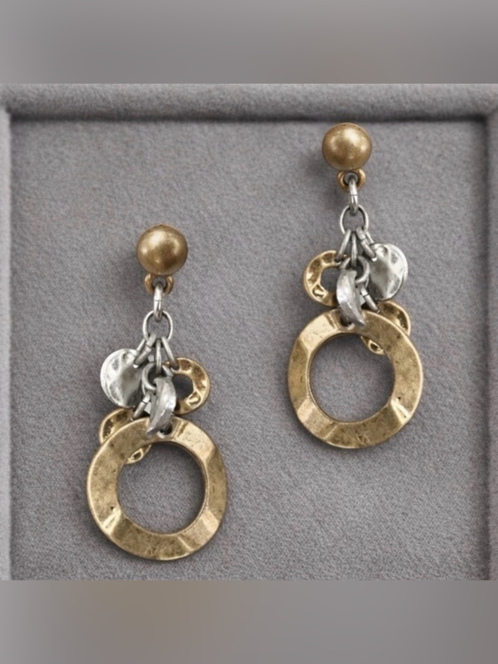 Premier Designs UNDER THE SUN Earrings Gold Silvertone Post Back NWOT 1.5" #487